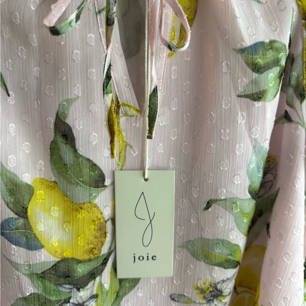 Joie Light Pink Blouse with Lemon Design Sz XS NWT - Picture 3 of 9
